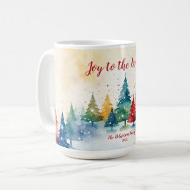 世界の木々へのカラフルクリスマス コーヒーマグカップ