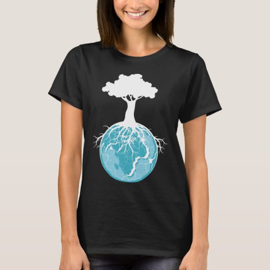 世界の木の根の環境保護主義者と自然 Tシャツ (正面)