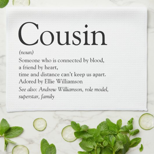 世界の未最高の来のいとこの定義 キッチンタオル (折り畳み)