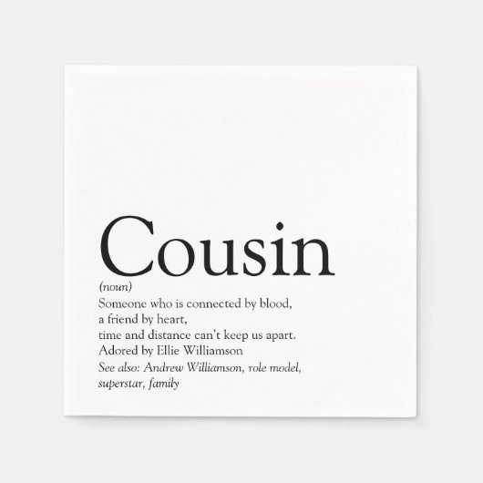 世界の未最高の来のいとこの定義 スタンダードカクテルナプキン (正面)