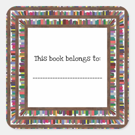 世界の本 クラシックスクエアステッカー スクエアシール (正面)