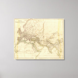 世界の東半球の地図 キャンバスプリント