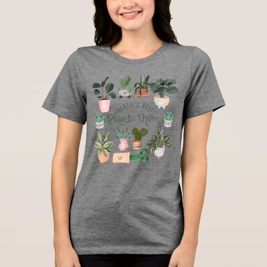 世界の植物最高の母の水色の鉢植え植物 トライブレンドＴシャツ (正面)