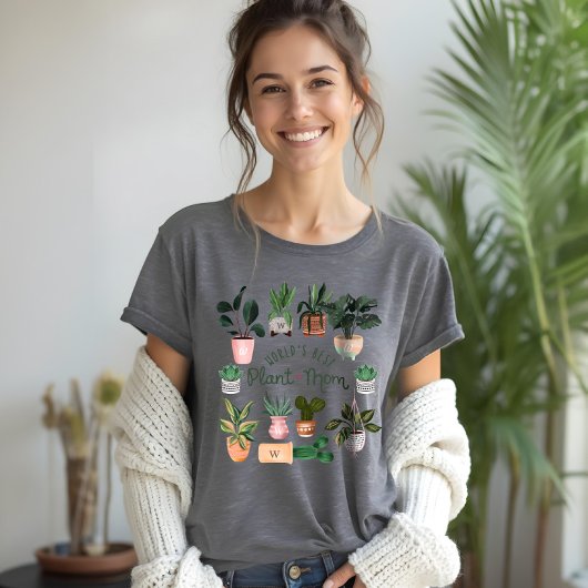 世界の植物最高の母の水色の鉢植え植物 トライブレンドＴシャツ