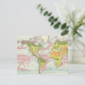 世界の植生と海の電流マップ ポストカード (スタンド正面)