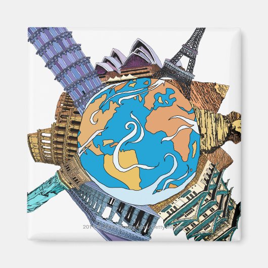 世界の様々な名所 マグネット (正面)