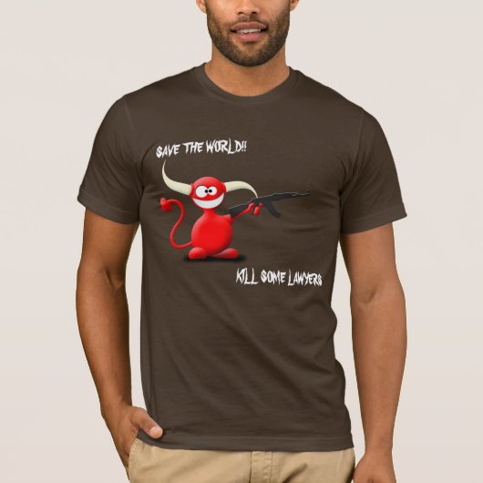 世界の殺害をlaywerのhorneyの悪魔のワイシャツ救って下さい tシャツ (正面)