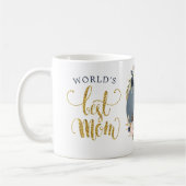 世界の母最高のネイビーピンクフローラ植物写真 コーヒーマグカップ (左)