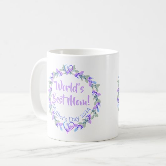 世界の母最高のフローラギフトマグ コーヒーマグカップ (正面左)