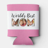 世界の母最高の引用文ピンク3フォトコラージュ 缶クーラー (裏面)