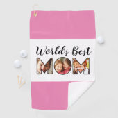 世界の母最高の引用文3フォトコラージピンク ゴルフタオル (インサイチュ)