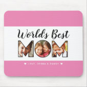 世界の母最高の引用文3フォトコラージピンク マウスパッド (正面)