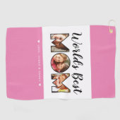 世界の母最高の引用文3フォトコラージュ名ピンク ゴルフタオル (横)