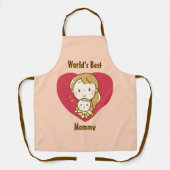 世界の母最高の母かわいい母の日のかわいい漫画 エプロン (正面)