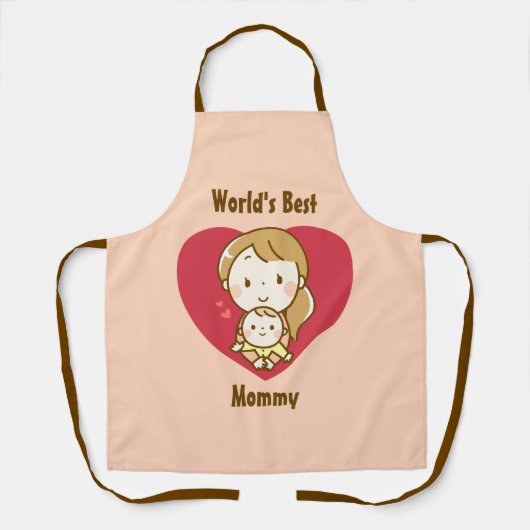 世界の母最高の母かわいい母の日のかわいい漫画 エプロン (正面)