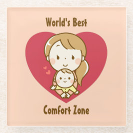 世界の母最高の母かわいい母の日のかわいい漫画 ガラスコースター