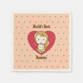 世界の母最高の母かわいい母の日のかわいい漫画 スタンダードカクテルナプキン