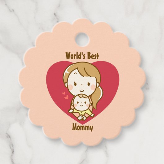 世界の母最高の母かわいい母の日のかわいい漫画 フェイバータグ (正面)