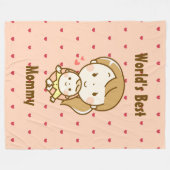 世界の母最高の母かわいい母の日のかわいい漫画 フリースブランケット (正面(横))