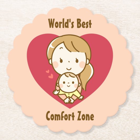 世界の母最高の母かわいい母の日のかわいい漫画 ペーパーコースター (正面)