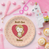 世界の母最高の母かわいい母の日のかわいい漫画 ペーパープレート (パーティー)