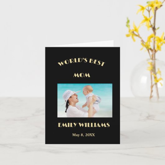 世界の母最高の母の日の写真がパーソナライズ カード (黄色い花)