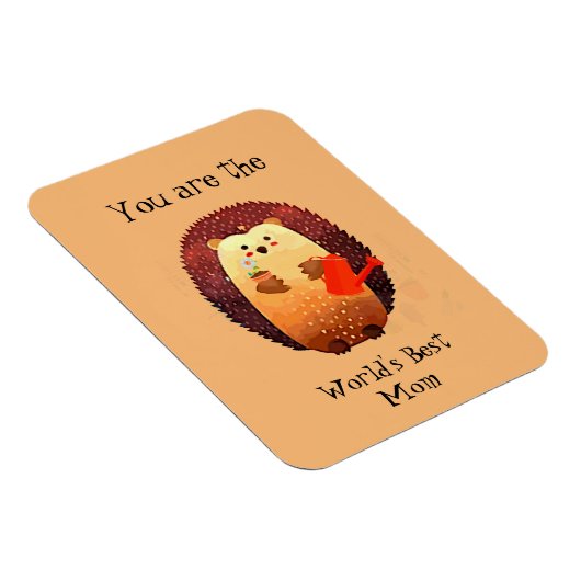 世界の母最高の母引用文ヘッジホッグガーデニング マグネット (右側)