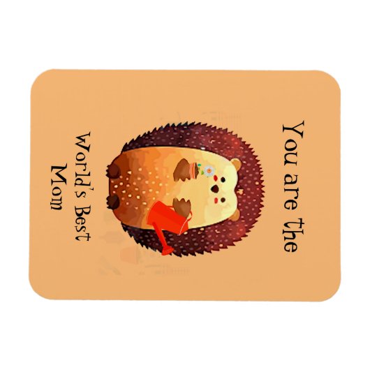 世界の母最高の母引用文ヘッジホッグガーデニング マグネット (横)