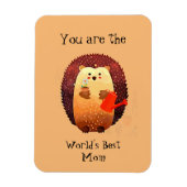 世界の母最高の母引用文ヘッジホッグガーデニング マグネット (縦)