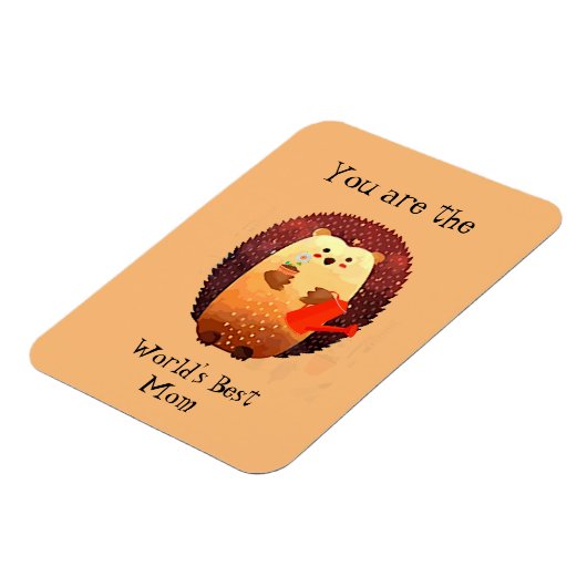 世界の母最高の母引用文ヘッジホッグガーデニング マグネット (左側)