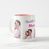 世界の母最高の親写真MUG PINK ツートーンマグカップ (正面左)