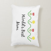 「世界の母最高の」グラフィックフラワーデザイン アクセントクッション (裏面(縦))