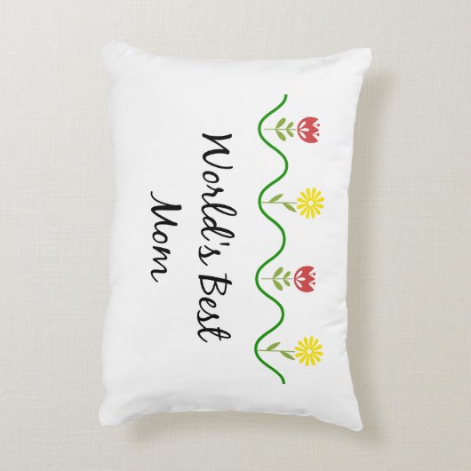 「世界の母最高の」グラフィックフラワーデザイン アクセントクッション (裏面(縦))