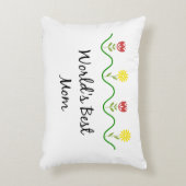 「世界の母最高の」グラフィックフラワーデザイン アクセントクッション (正面(垂直))