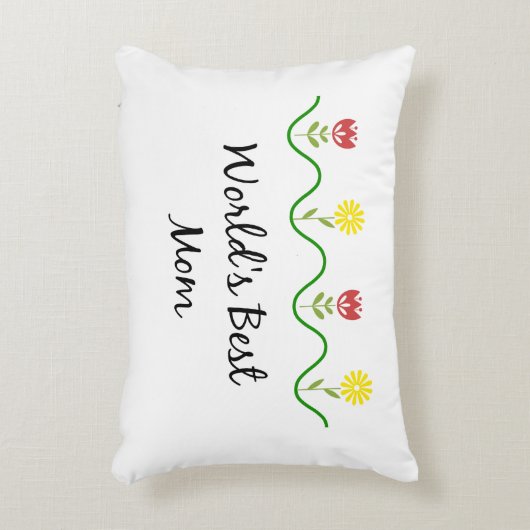 「世界の母最高の」グラフィックフラワーデザイン アクセントクッション (正面(垂直))