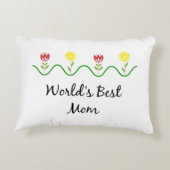 「世界の母最高の」グラフィックフラワーデザイン アクセントクッション (裏面)