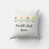 「世界の母最高の」グラフィックフラワーデザイン クッション (裏面)