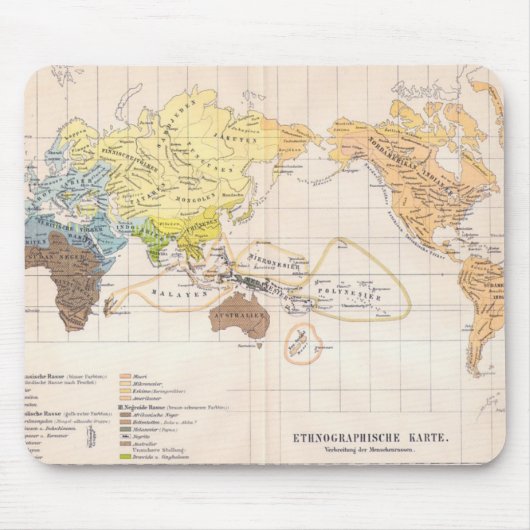 世界の民族誌の地図 マウスパッド (正面)