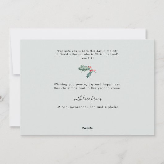 世界の水の色の冬のリースに喜び シーズンカード (裏面)