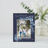 世界の水の色の花のクリスマスに喜び ポストカード (スタンド正面)