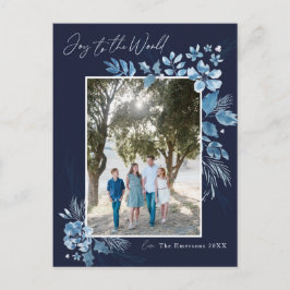 世界の水の色の花のクリスマスに喜び ポストカード