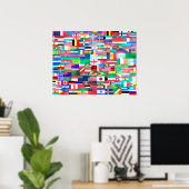 世界の水彩国旗 ポスター (ホームオフィス)