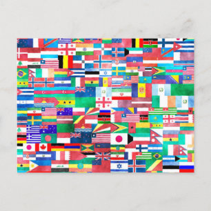 世界の水彩国旗 ポストカード