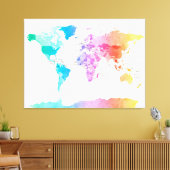 世界の水彩政治地図 キャンバスプリント (インサイチュ (リビング))