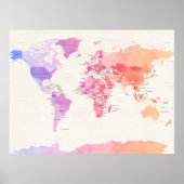 世界の水彩政治地図 ポスター (正面)