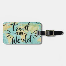 世界の水彩画の荷物のラベルは移動します