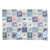 世界の水彩画を描く鳥 枕カバー (正面)