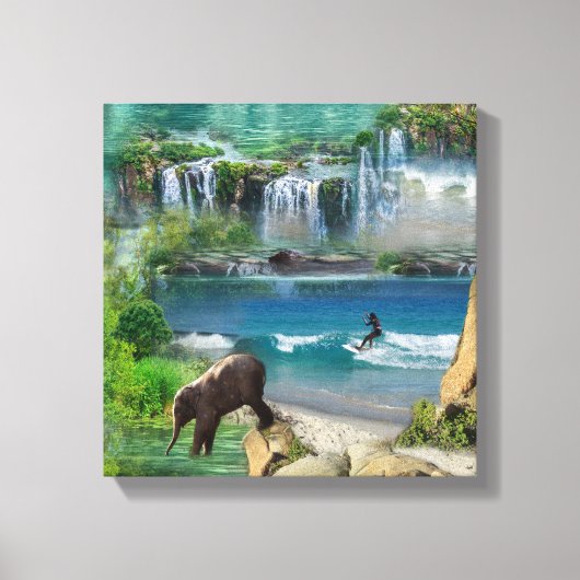 世界の海と川、湖、スポーツ活動 キャンバスプリント (正面)