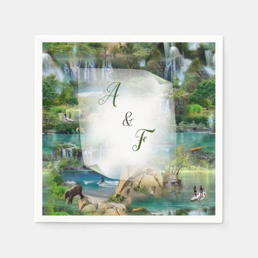 世界の海と川、湖、スポーツ活動 スタンダードカクテルナプキン (正面)