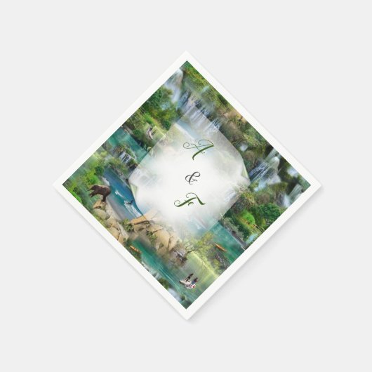 世界の海と川、湖、スポーツ活動 スタンダードカクテルナプキン (角)